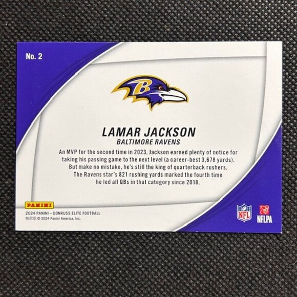 2024 Donruss Elite Football Lamar Jackson Field Vision #2 Baltimore Ravens - Picture 2 of 2